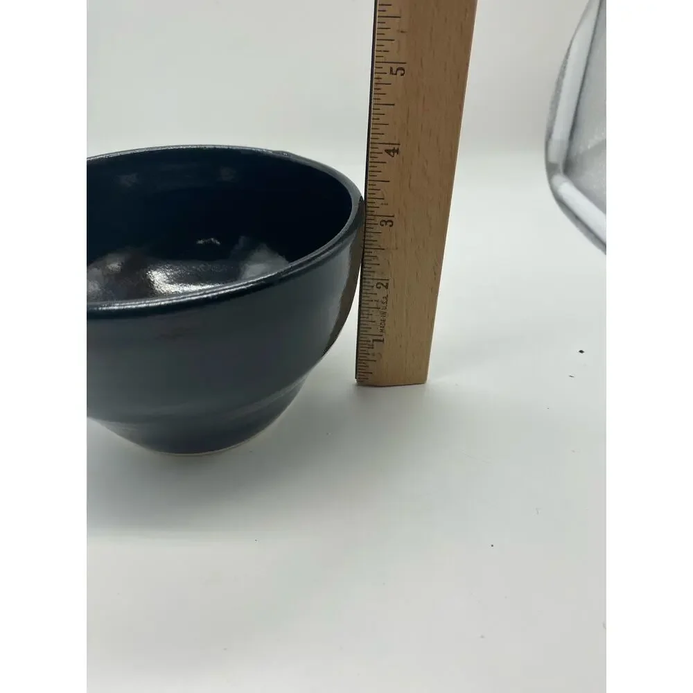 Studio‎ pottery Handmade Small black bowl signed
